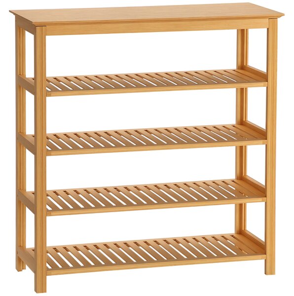 HOMCOM Botník, Stojan na boty s 5 úrovněmi, Organizér pro max. 20 párů bot, Police na boty pro předsíň, Chodbu, Bambus, 80 x 29 x 82 cm, Přírodní | Ao