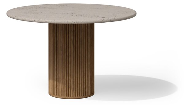 Tribu Jídelní stůl barový Otto, Tribu, kulatý 148x93 cm, rám teak, deska keramika dekor sabbia