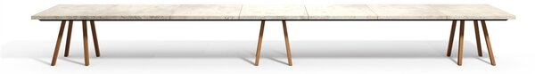 Tribu Teakový jídelní stůl Vis a Vis, Tribu, obdélníkový 600x99x75 cm, rám teak, deska travertine