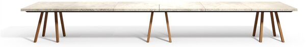 Tribu Teakový jídelní stůl Vis a Vis, Tribu, obdélníkový 500x99x75 cm, rám teak, deska travertine