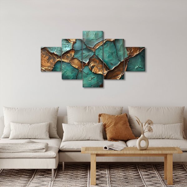 Obraz - Zeleno-zlatá malba (125x70 cm)
