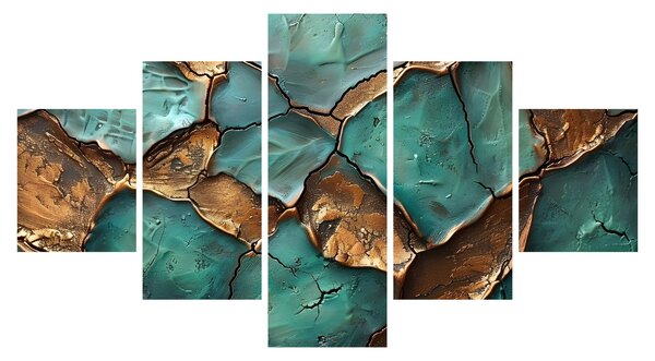 Obraz - Zeleno-zlatá malba (125x70 cm)