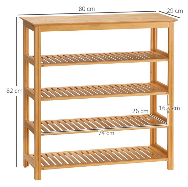 HOMCOM Botník, Stojan na boty s 5 úrovněmi, Organizér pro max. 20 párů bot, Police na boty pro předsíň, Chodbu, Bambus, 80 x 29 x 82 cm, Přírodní | Ao