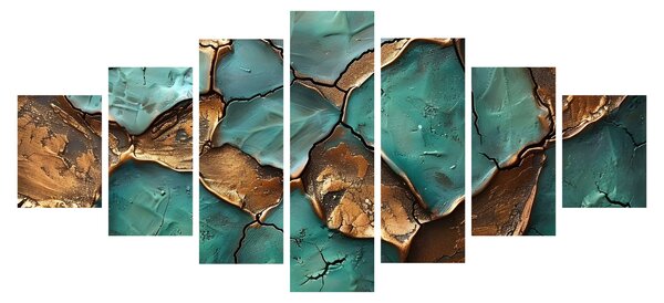 Obraz - Zeleno-zlatá malba (210x100 cm)