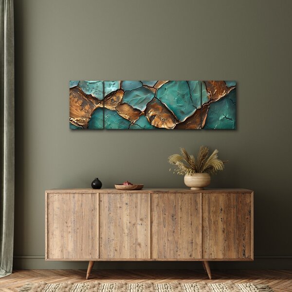 Obraz - Zeleno-zlatá malba (170x50 cm)