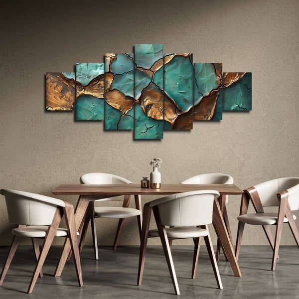 Obraz - Zeleno-zlatá malba (210x100 cm)