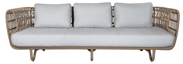 Cane-line 3-místná pohovka Nest, Cane-line, 227x90x74 cm, rám hliník, výplet umělý ratan barva white, sedáky venkovní látka Natté white