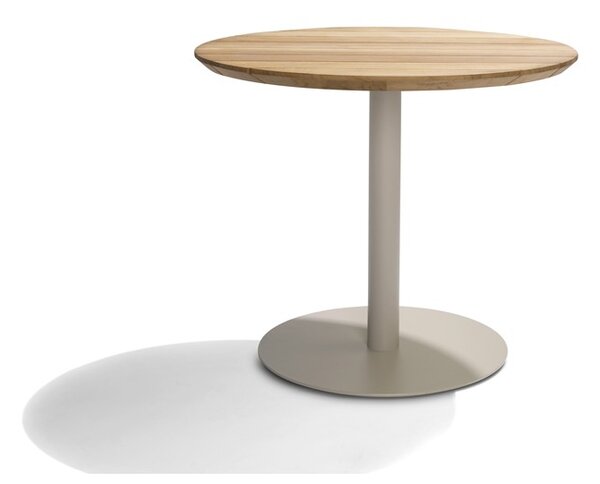 Tribu Jídelní stůl T-Table, Tribu, kulatý 80x76 cm, rám lakovaná nerez barva white, deska teak