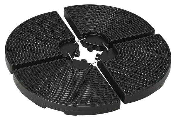 Outsunny 4dílný základový blok pro výsuvné slunečníky, odolný vůči počasí, plnitelný 52 kg vody nebo 68 kg písku, HDPE, černý | Aosom
