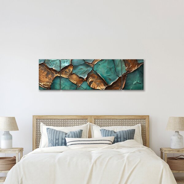 Obraz - Zeleno-zlatá malba (170x50 cm)