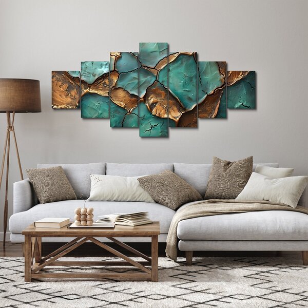 Obraz - Zeleno-zlatá malba (210x100 cm)