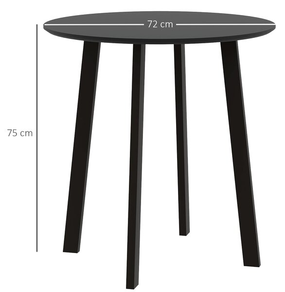 HOMCOM Kulatý jídelní stůl 72 x 72 cm pro 2 osoby – Moderní jídelní stůl s šikmými nohami, stůl pro kuchyň, jídelnu a obývací pokoj – Černý | Aosom