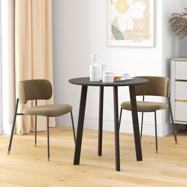 HOMCOM Kulatý jídelní stůl 72 x 72 cm pro 2 osoby – Moderní jídelní stůl s šikmými nohami, stůl pro kuchyň, jídelnu a obývací pokoj – Černý | Aosom