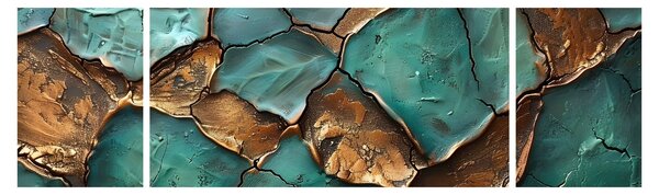 Obraz - Zeleno-zlatá malba (170x50 cm)