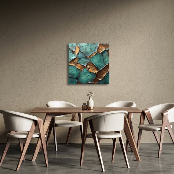 Obraz - Zeleno-zlatá malba (30x30 cm)