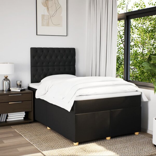 Box spring postel s matrací černá 120x200 cm textil 3291256