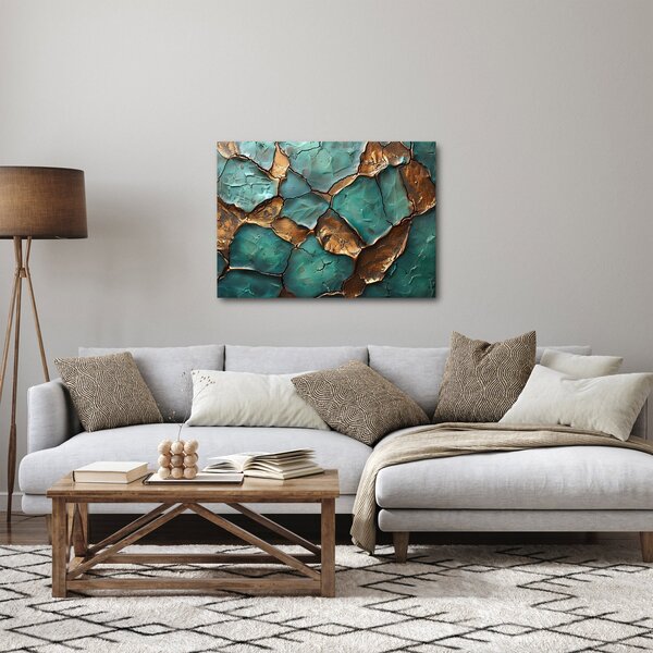 Obraz - Zeleno-zlatá malba (70x50 cm)