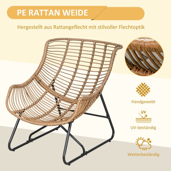Ratanová židle Outsunny s odnímatelným polštářem, polstrováním, venkovní ratanová židle, nosnost až 120 kg, zahradní židle na zahradu, balkon, verandu
