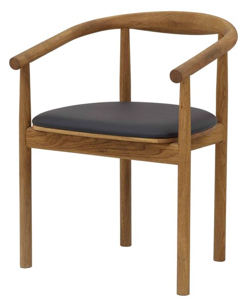 Dřevěná židle s područkami Calm černá koženka