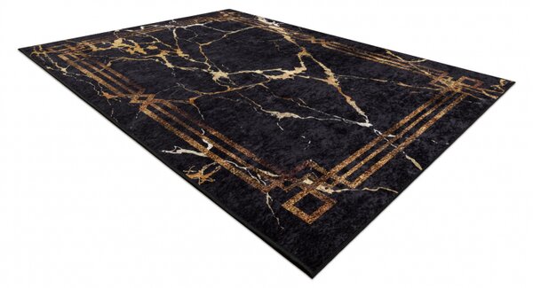 Makro Abra Kusový koberec pratelný MIRO 51333.801 Mramor protiskluzový černý zlatý Rozměr: 80x150 cm