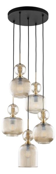 Lustr na lanku SOPHIA 5xE14/10W/230V černá/kouřová béžová