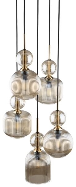 Lustr na lanku SOPHIA 5xE14/10W/230V černá/kouřová béžová