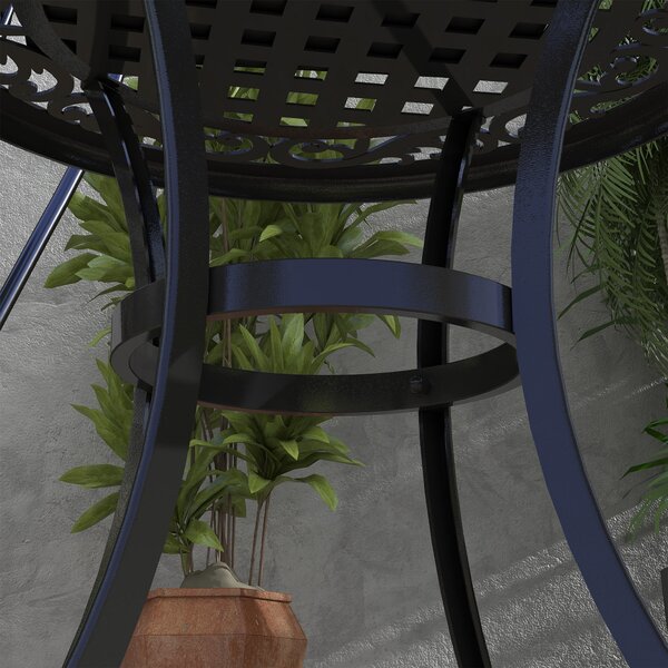 Outsunny Boční Stolek, Zahradní Stolek, Patio Stolek s Hliníkovým Rámem, Kavový Stolek s Nosností až 50 kg pro Zahradu a Balkon, Černý, 60 x 60 x 53 c