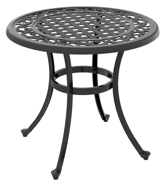 Outsunny Boční Stolek, Zahradní Stolek, Patio Stolek s Hliníkovým Rámem, Kavový Stolek s Nosností až 50 kg pro Zahradu a Balkon, Černý, 60 x 60 x 53 c
