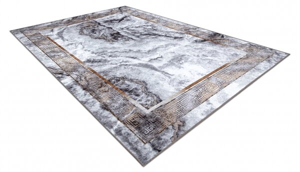 Makro Abra Kusový koberec pratelný MIRO 51278.812 Mramor Řecký vzor protiskluzový šedý zlatý Rozměr: 140x190 cm