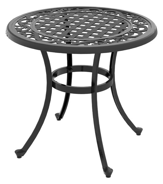 Outsunny Boční Stolek, Zahradní Stolek, Patio Stolek s Hliníkovým Rámem, Kavový Stolek s Nosností až 50 kg pro Zahradu a Balkon, Černý, 60 x 60 x 53 c