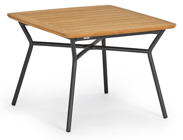 Weishaupl Jídelní stůl Denia, Weishaupl, čtvercový 100x100x73 cm, rám lakovaný hliník metallic grey, deska teak