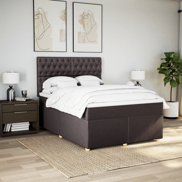 Box spring postel s matrací tmavě hnědá 140x190 cm textil 3291285