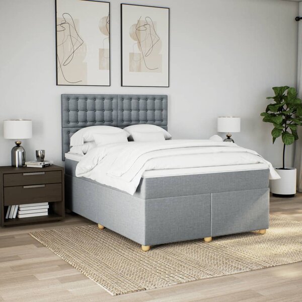 Box spring postel s matrací světle šedá 140 x 190 cm textil 3291289
