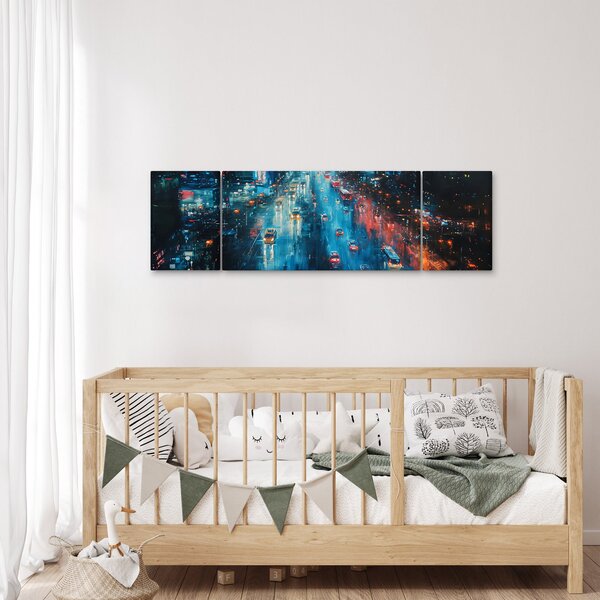 Obraz - Velkoměsto, olejomalba (170x50 cm)