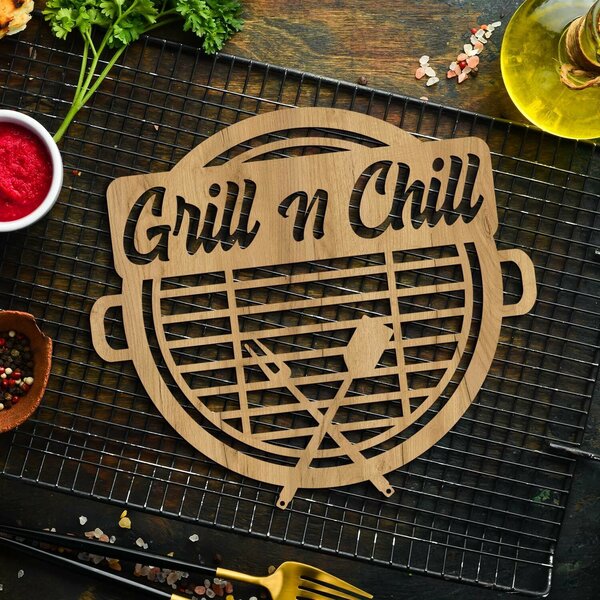 DUBLEZ | Dřevěná výzdoba do kuchyně - Grill n Chill | Obraz