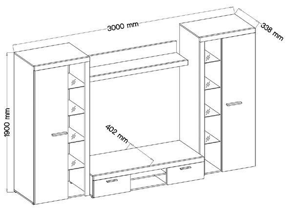 Obývací stěna Ria 300 cm bilá