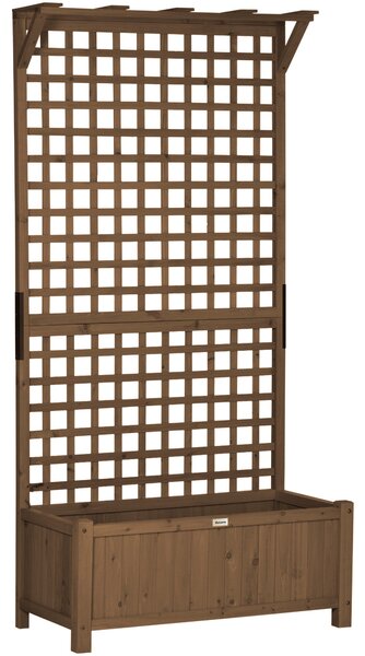 Outsunny Vyvýšený Záhon s Trellis, Dřevěný Záhon 90 x 45 x 183 cm pro Zahradní Balkon a Terasu, Květináč pro Popínavé Rostliny | Aosom