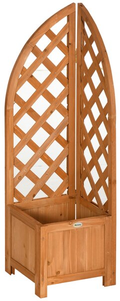 Outsunny Květinová Bedna s Trellis, Květináč, Obal na Rostliny, Květinová Bedna pro Zahradu, Terasu, Balkon, Přírodní Dřevo, Hnědá, 32 x 32 x 108 cm |