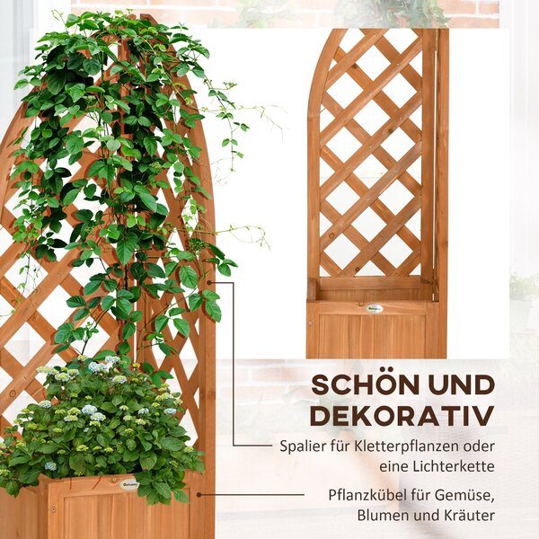 Outsunny Květinová Bedna s Trellis, Květináč, Obal na Rostliny, Květinová Bedna pro Zahradu, Terasu, Balkon, Přírodní Dřevo, Hnědá, 32 x 32 x 108 cm |