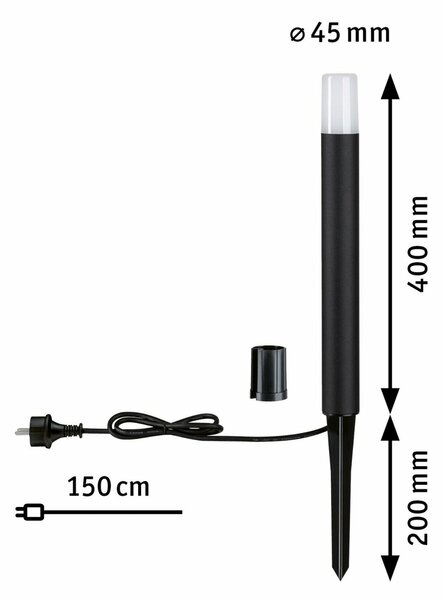 PAULMANN Venkovní stojací svítidlo Flarea 400mm IP65 3.000K 3,1W hliník 230V 943.85