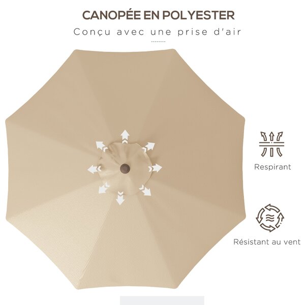 Zahradní slunečník Outsunny s kovovým rámem Ø 2,63 m, polyester 180 g/m², naklápěcí | Aosom