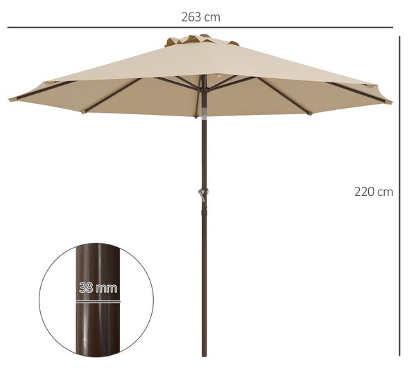 Zahradní slunečník Outsunny s kovovým rámem Ø 2,63 m, polyester 180 g/m², naklápěcí | Aosom