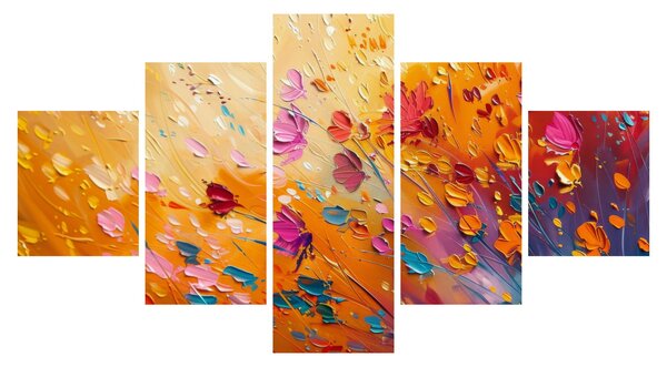 Obraz - Malba barevných květin (125x70 cm)