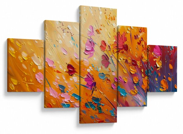 Obraz - Malba barevných květin (125x70 cm)
