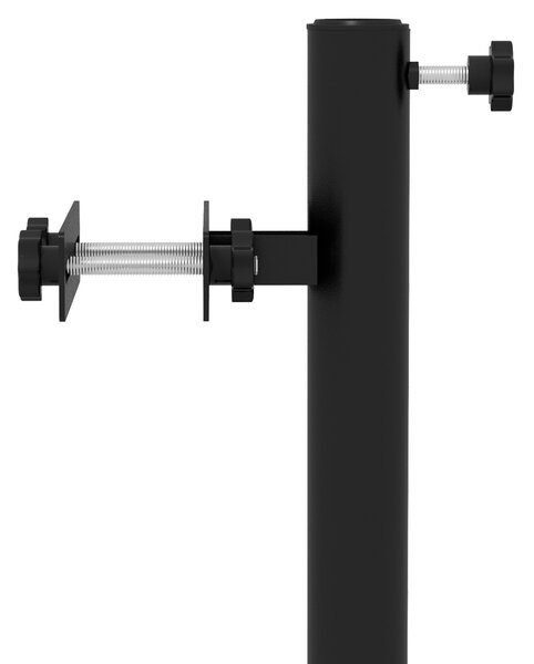 Držák slunečníku Outsunny na balkon s nastavitelnými svorkami pro zábradlí, podporuje slunečníky s průměrem 48 mm a 38 mm, 21x14x58 cm, černý kov | Ao