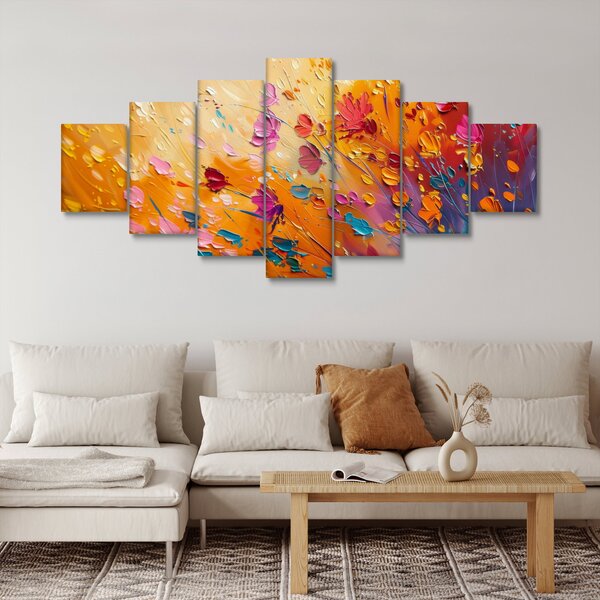 Obraz - Malba barevných květin (210x100 cm)