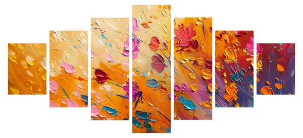 Obraz - Malba barevných květin (210x100 cm)
