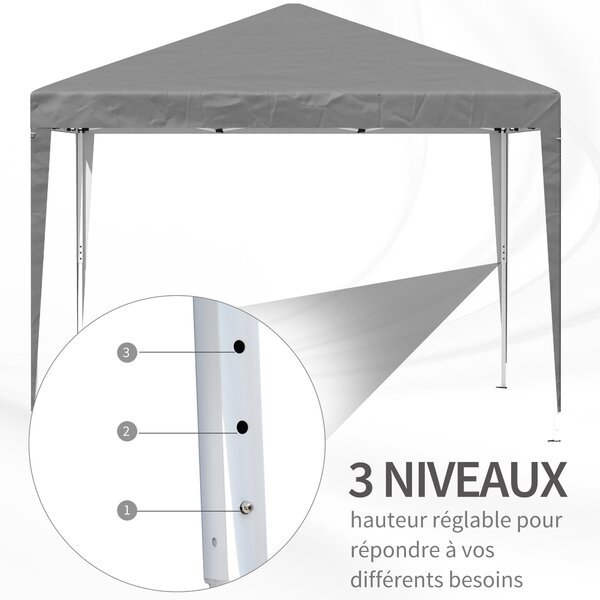Outsunny Zahradní altán 3x3m Skládací Pop-up Altán Skládací Zahradní Markýza Proti UV + Přenosná Taška Ocelový Oxford Šedý | Aosom