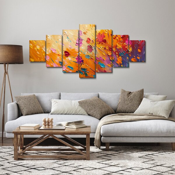 Obraz - Malba barevných květin (210x100 cm)