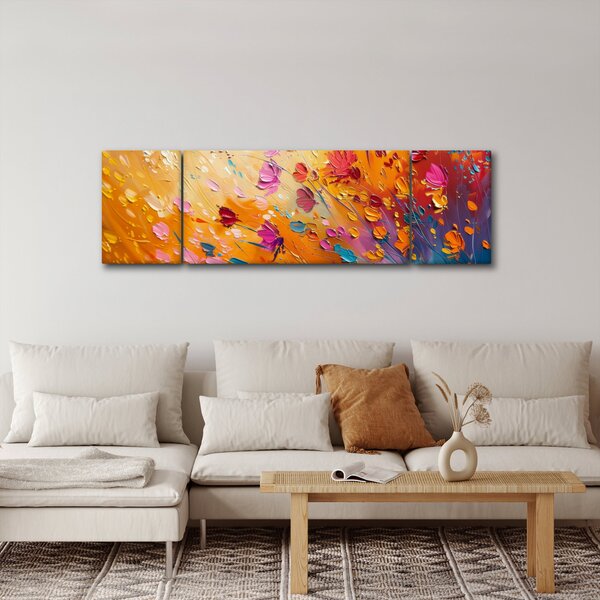 Obraz - Malba barevných květin (170x50 cm)